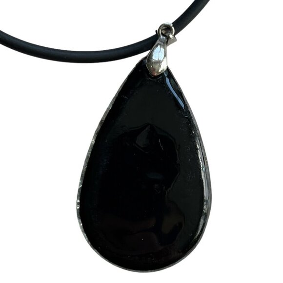 Glass Teardrop Pendant 20" Corded Necklace Artsy Hippie Granola Bohemian Boho - Picture 3 of 6